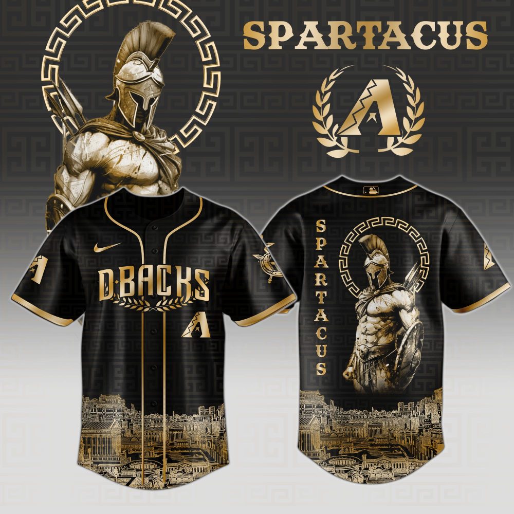 Spartacus Warrior Graphic Baseball Jersey - Black Gold Limited Edition